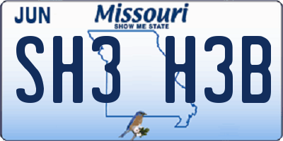 MO license plate SH3H3B