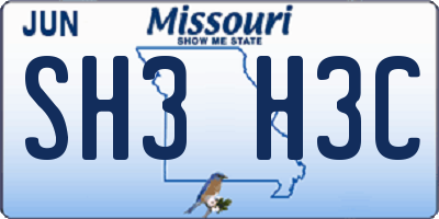 MO license plate SH3H3C