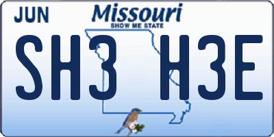MO license plate SH3H3E