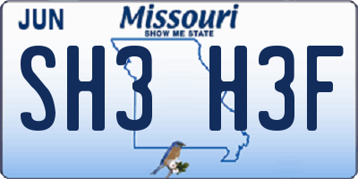 MO license plate SH3H3F