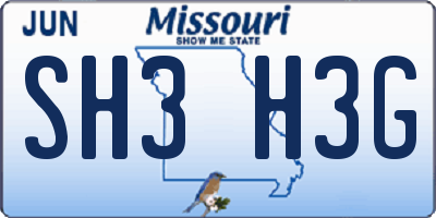 MO license plate SH3H3G
