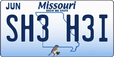 MO license plate SH3H3I