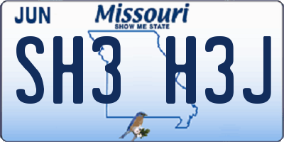MO license plate SH3H3J