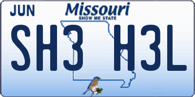 MO license plate SH3H3L