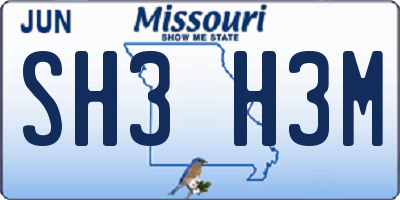 MO license plate SH3H3M