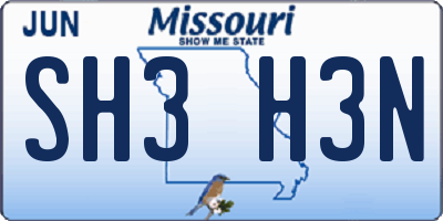 MO license plate SH3H3N