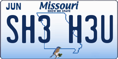 MO license plate SH3H3U