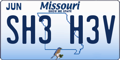 MO license plate SH3H3V