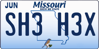 MO license plate SH3H3X