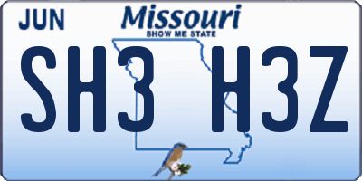 MO license plate SH3H3Z