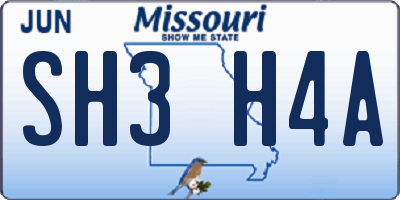MO license plate SH3H4A