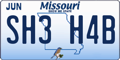 MO license plate SH3H4B