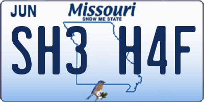 MO license plate SH3H4F
