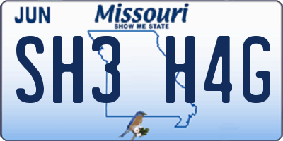MO license plate SH3H4G