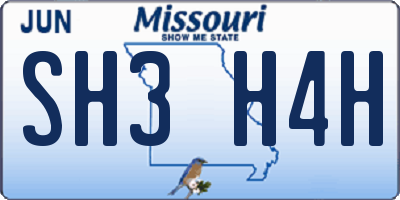 MO license plate SH3H4H