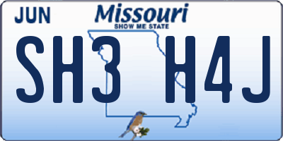 MO license plate SH3H4J