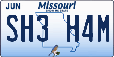 MO license plate SH3H4M