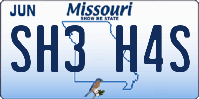 MO license plate SH3H4S