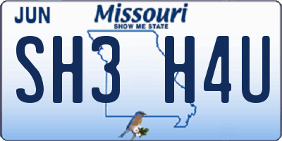 MO license plate SH3H4U