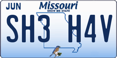 MO license plate SH3H4V