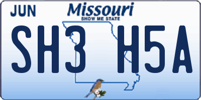 MO license plate SH3H5A