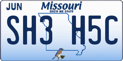 MO license plate SH3H5C