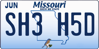 MO license plate SH3H5D