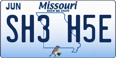 MO license plate SH3H5E