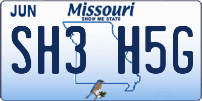 MO license plate SH3H5G