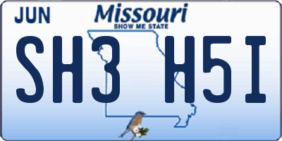 MO license plate SH3H5I