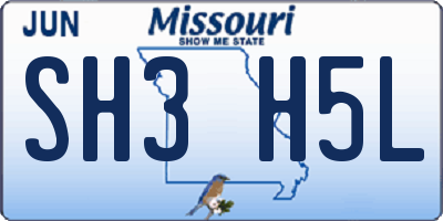 MO license plate SH3H5L