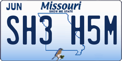 MO license plate SH3H5M