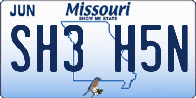 MO license plate SH3H5N