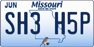 MO license plate SH3H5P