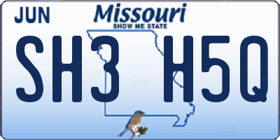 MO license plate SH3H5Q