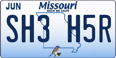 MO license plate SH3H5R