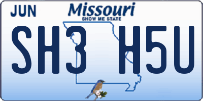 MO license plate SH3H5U