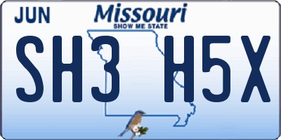 MO license plate SH3H5X