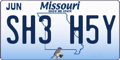 MO license plate SH3H5Y