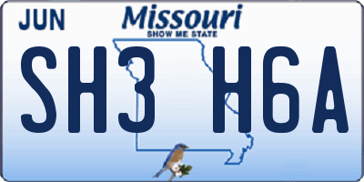 MO license plate SH3H6A