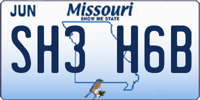MO license plate SH3H6B