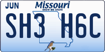 MO license plate SH3H6C