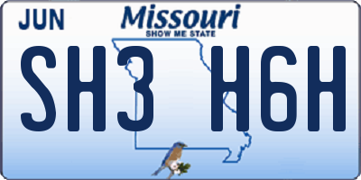 MO license plate SH3H6H