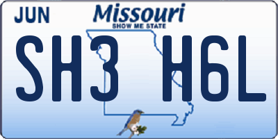 MO license plate SH3H6L