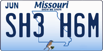 MO license plate SH3H6M