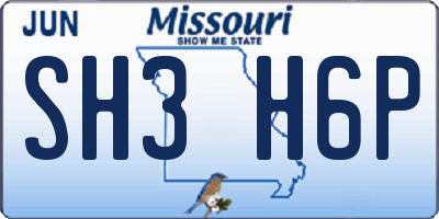 MO license plate SH3H6P