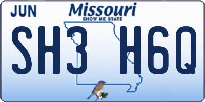 MO license plate SH3H6Q