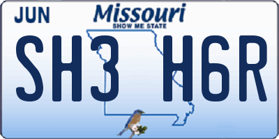MO license plate SH3H6R