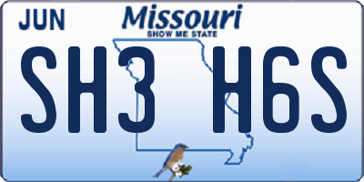 MO license plate SH3H6S