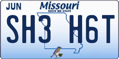MO license plate SH3H6T